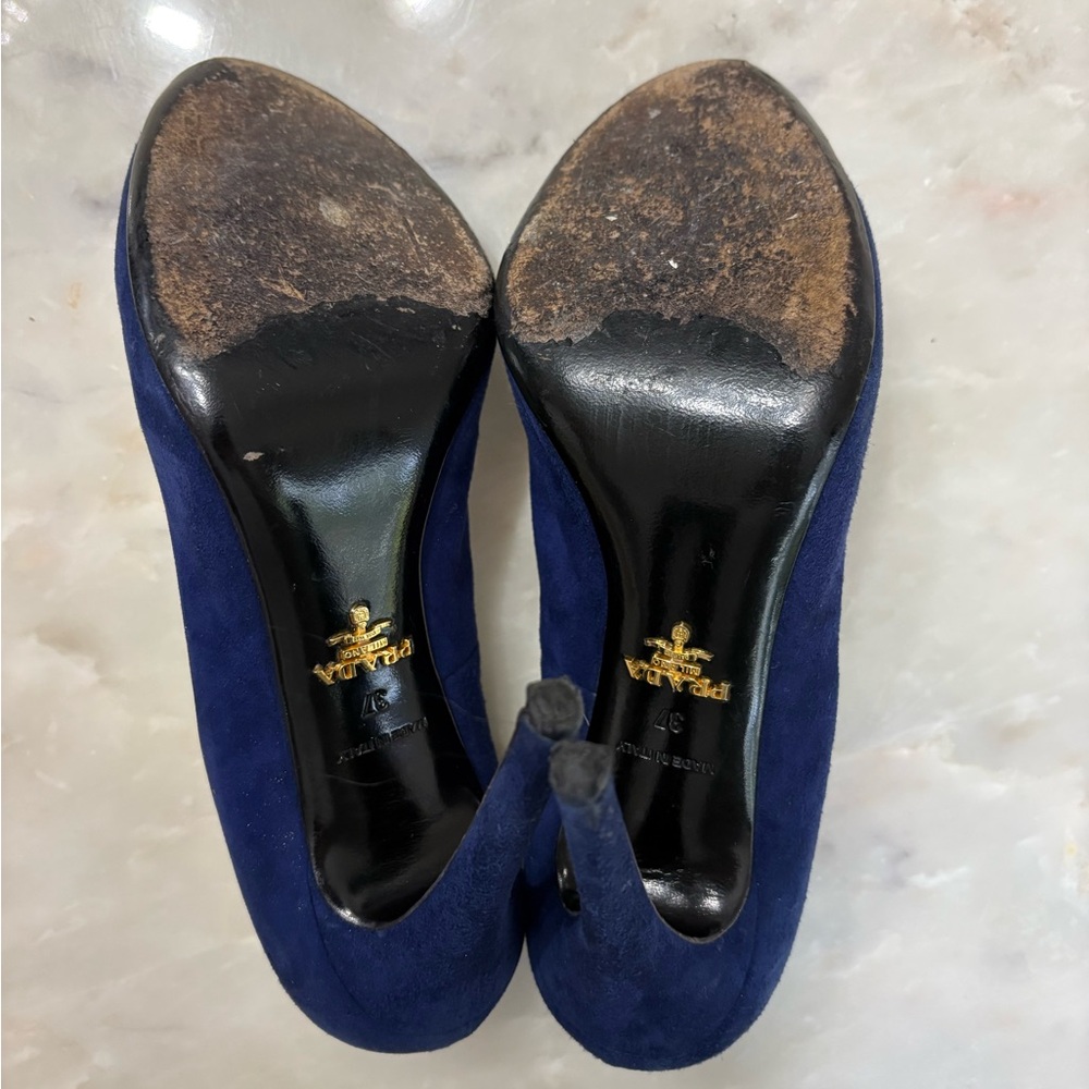 Prada Women's Navy Suede Heels - Picture 3 of 4